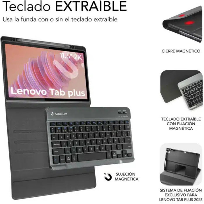 Subblim Keytab Pro BT para Lenovo Tab Plus 11.5 2025 con Teclado Bluetooth Negro Subblim Keytab Pro BT para Lenovo Tab Plus 11.5 2025 con Teclado Bluetooth Negro